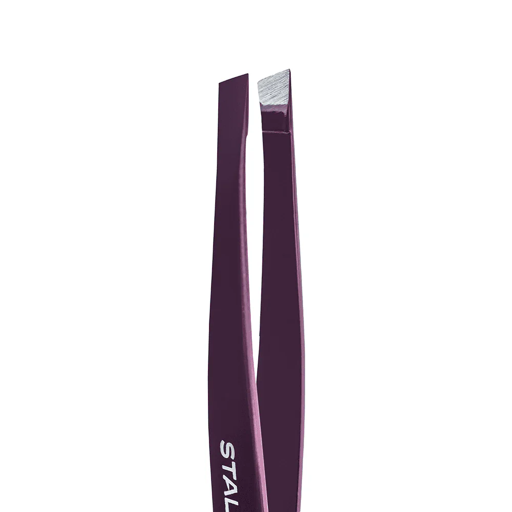 Пінцет для брів Staleks Expert 11 TYPE 3v (широкі скошені кромки), фіолетовий.