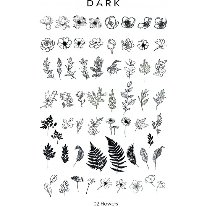 Пластина для стемпінгу DARK 02 FLOWERS