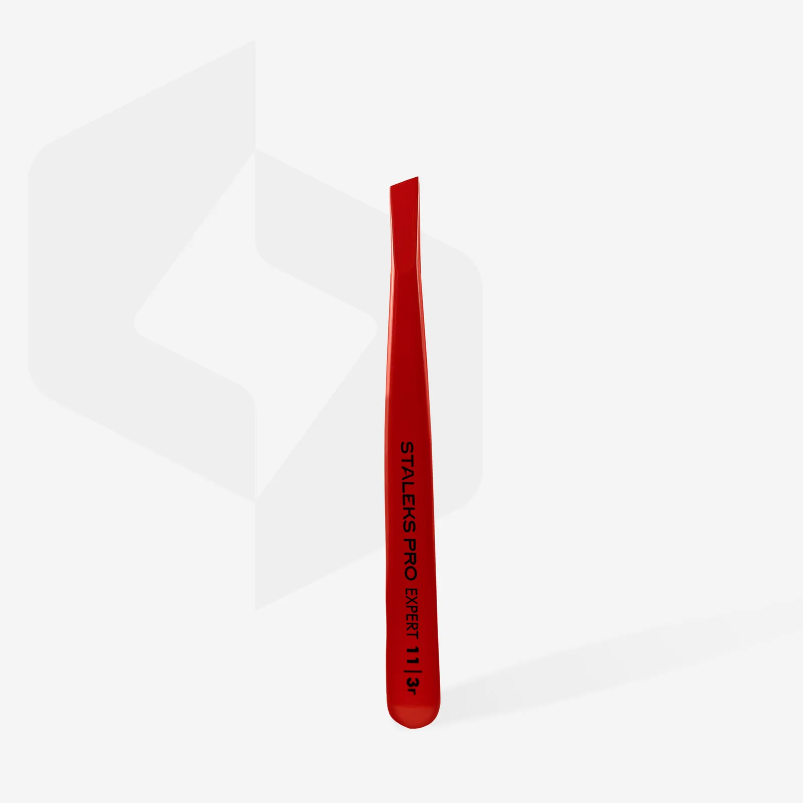 Пінцет для брів Staleks Expert 11 TYPE 3r (широкі скошені кромки), червоний