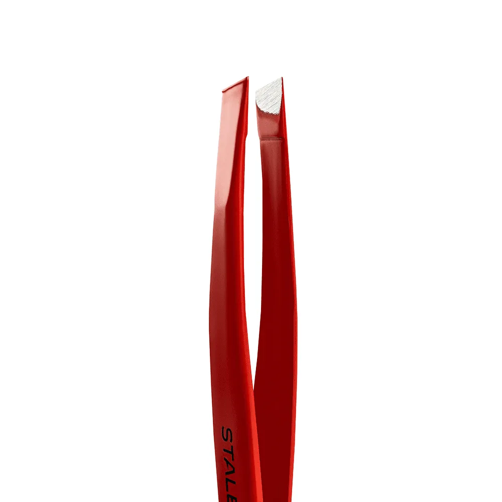 Пінцет для брів Staleks Expert 11 TYPE 3r (широкі скошені кромки), червоний