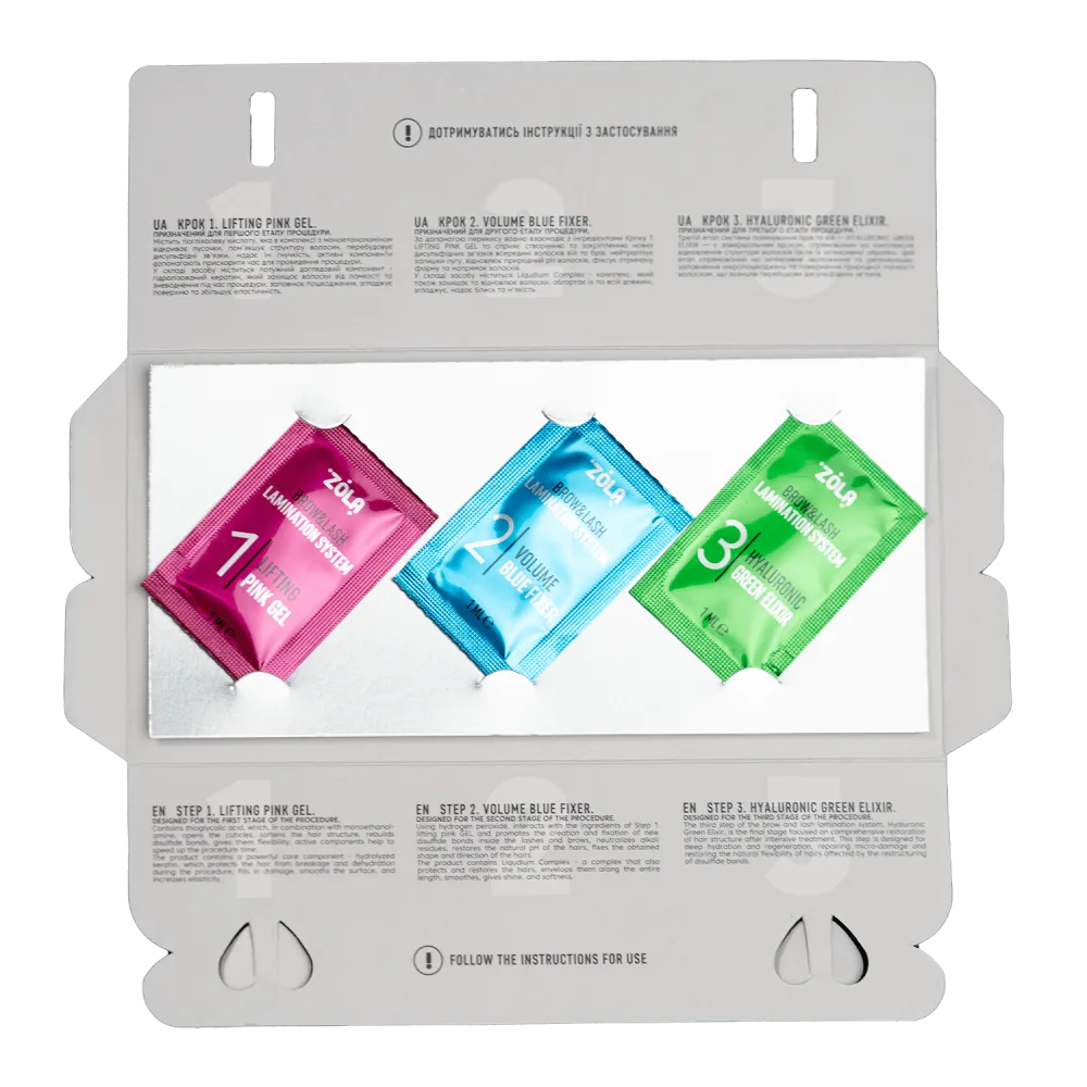 Набор для ламинирования ZOLA Color Lab в саше Step 1, 2, 3 (3x1 мл)