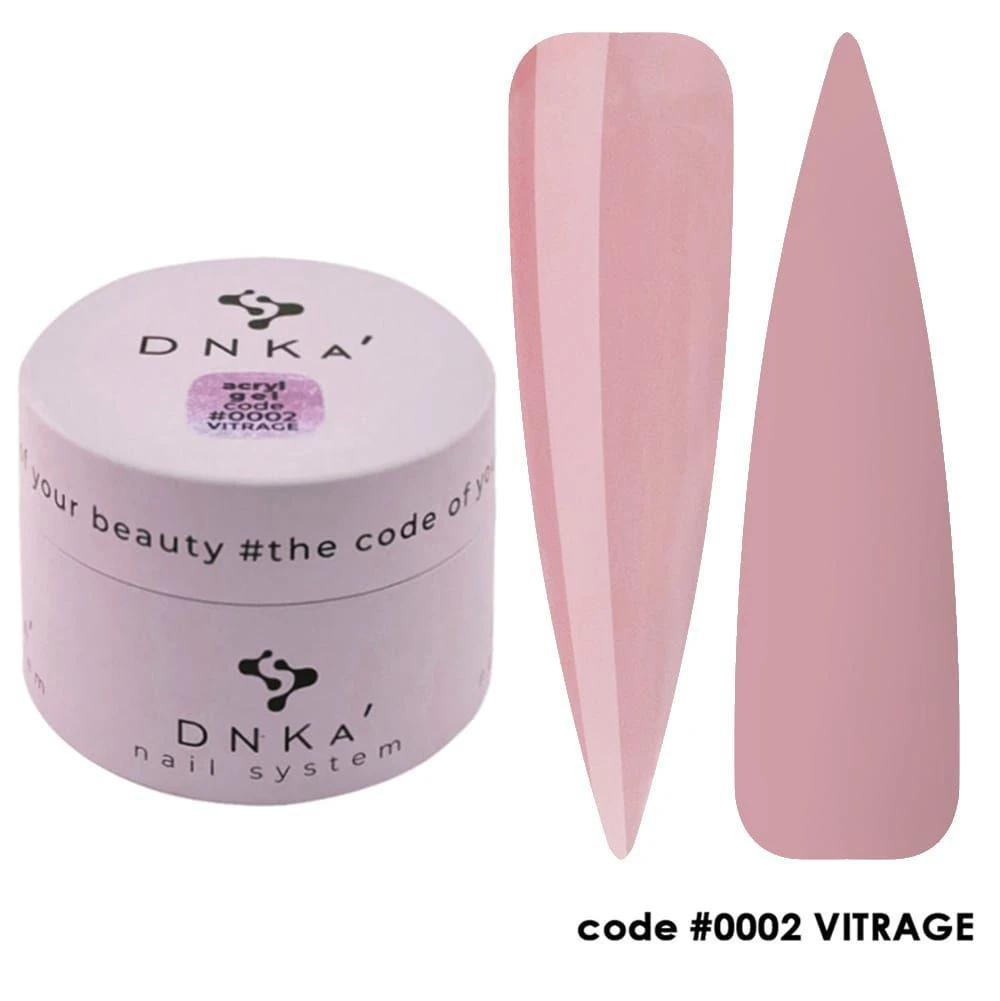 Акрил-гель DNKa №2 Vitrage напівпрозорий рожевий, банка, 30 мл
