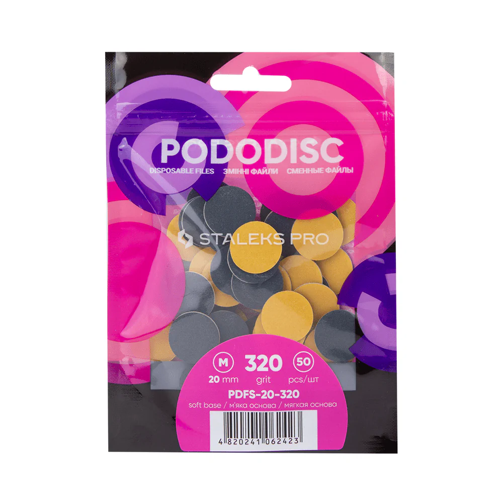 Змінні файли на м'якій основі для педикюрного диска PODODISC STALEKS PRO M 320 грит (50 шт)