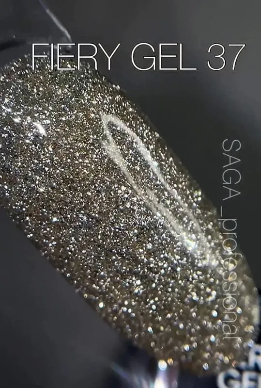 Гель-лак Saga Professional Fiery gel № 37 золотий світловідбивний, 8 мл