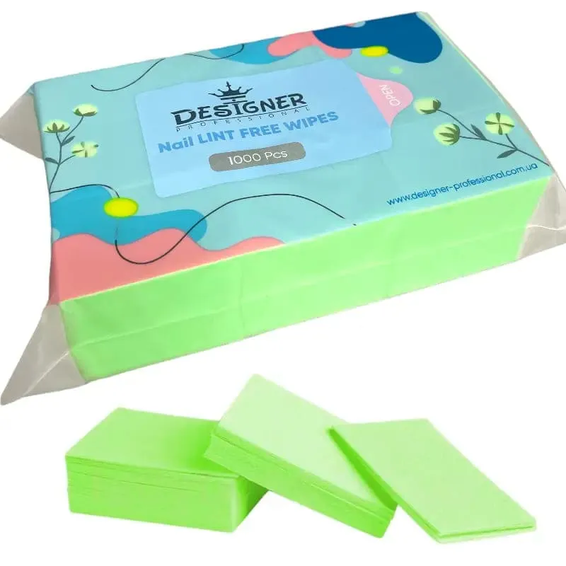 Салфетки безворсовые Designer Professional зеленые, 1000 шт