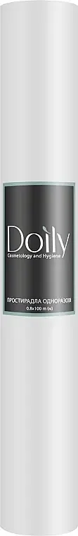 Простыня одноразовая из спанбонда Doily 0,8\100 м, рулон, белая