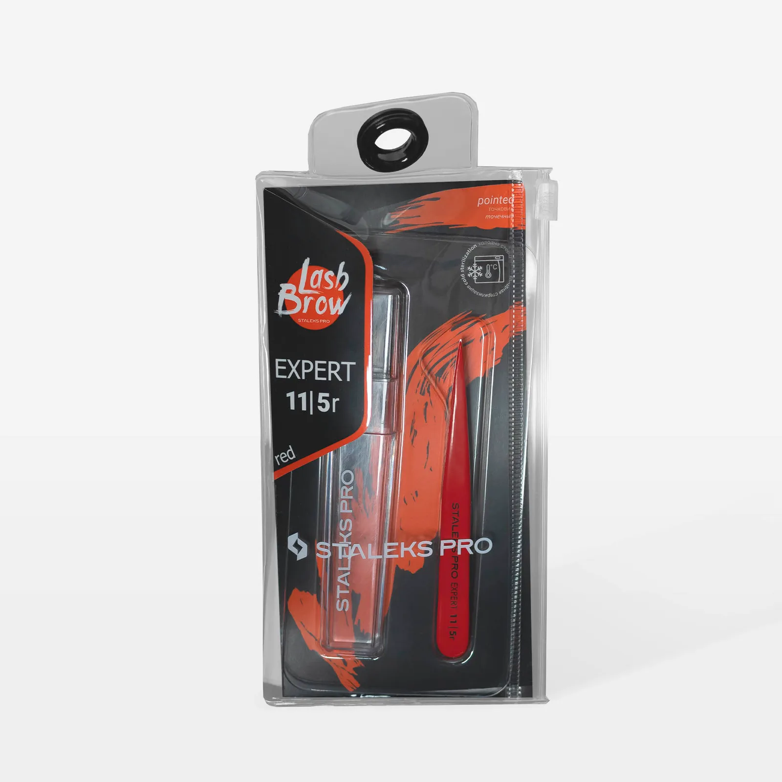 Пінцет для брів Staleks Expert 11 TYPE 5r (точковий), червоний