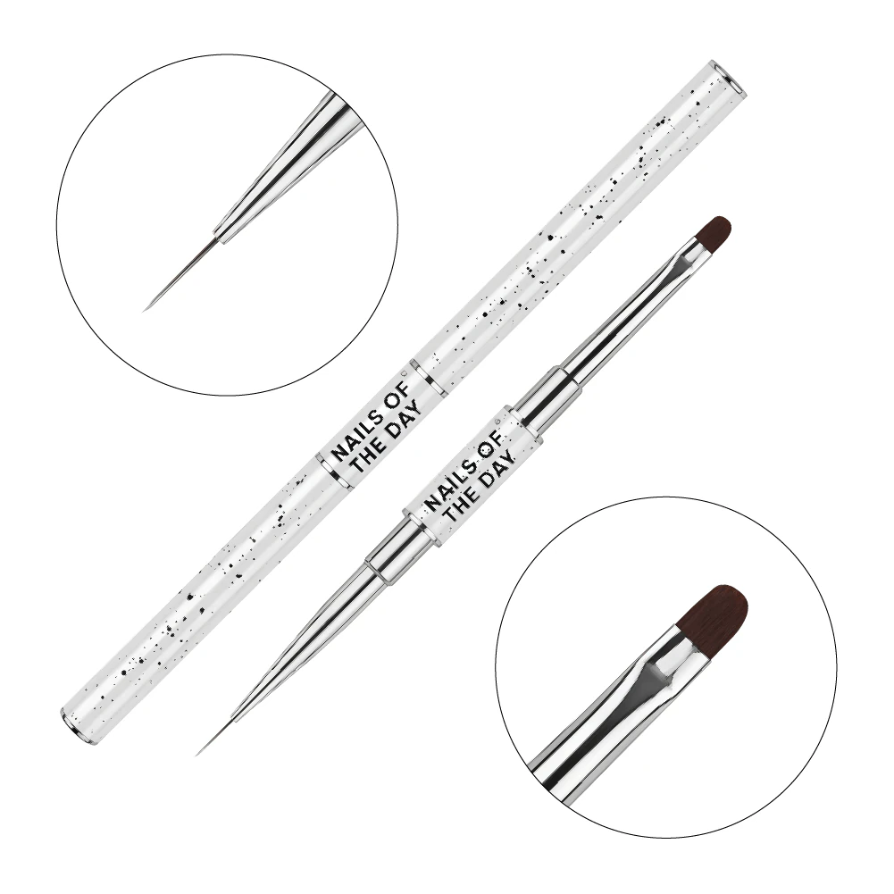 Пензлик Nailsoftheday Professional Brush 2-in-1: Liner & Oval (лайнер 11 мм + плоский овал 11 мм)
