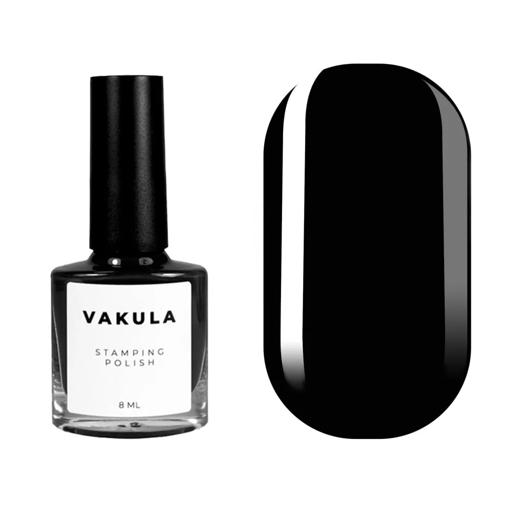 Лак для стемпинга VAKULA №2, черный, 8 мл
