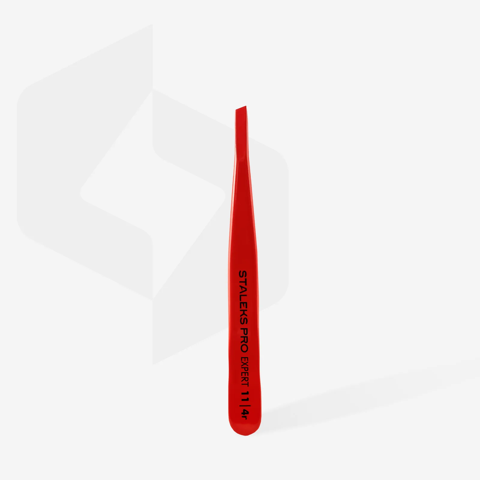 Пінцет для брів Staleks Expert 11 TYPE 4r (вузькі скошені кромки), червоний