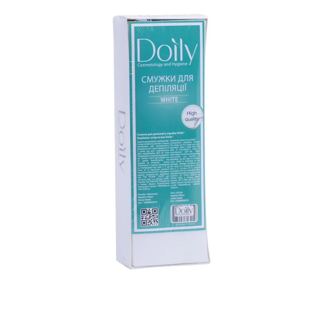 Смужки для депіляції в коробці Doily 7*22 см, 100 шт, білі