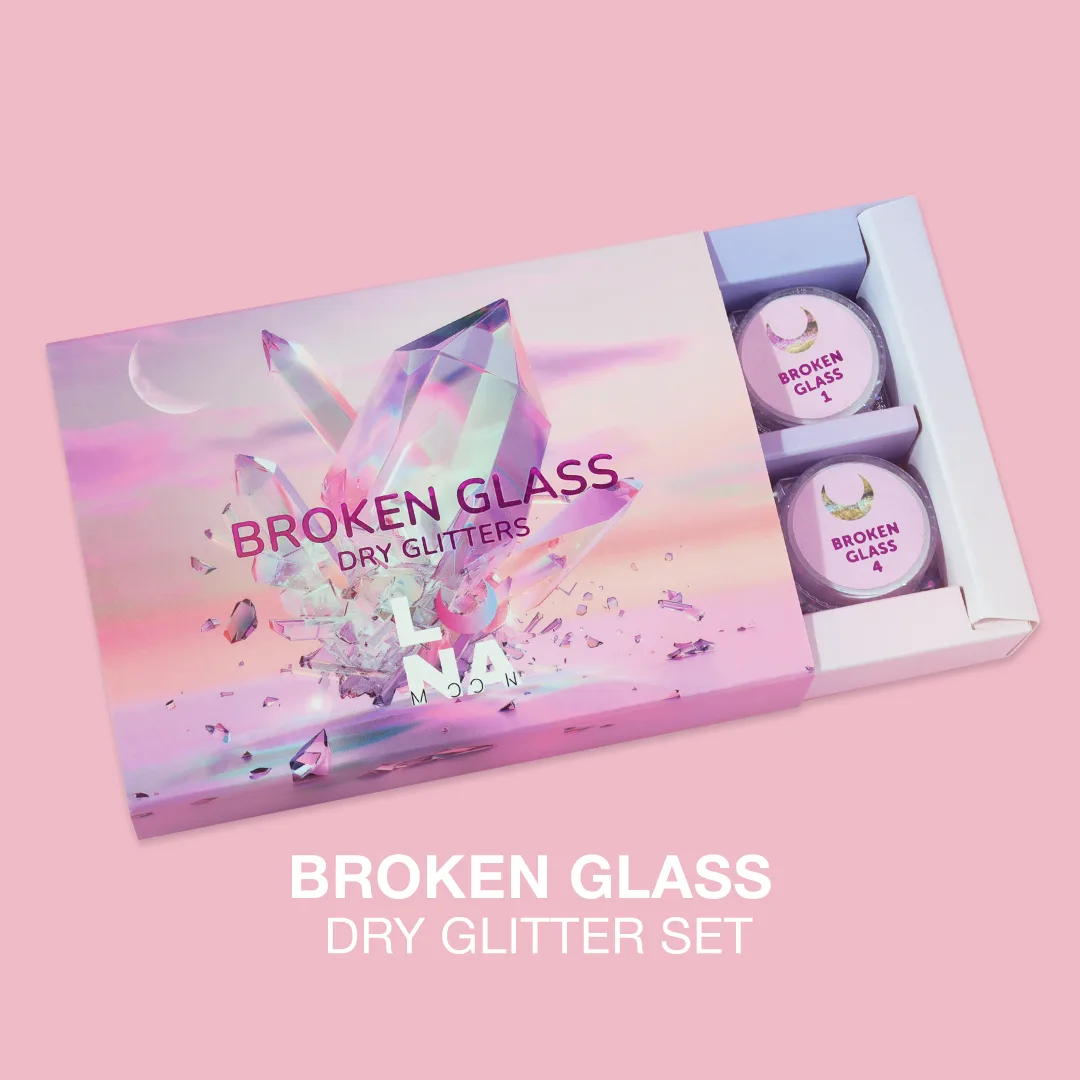 Комплект сухих блискіток для нігтів LUNA Broken Glass, 6 шт