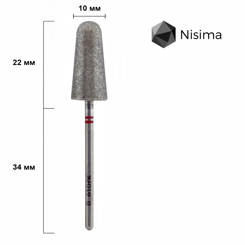 Насадка NISIMA педикюрна алмазна 10 мм червона D_610fK
