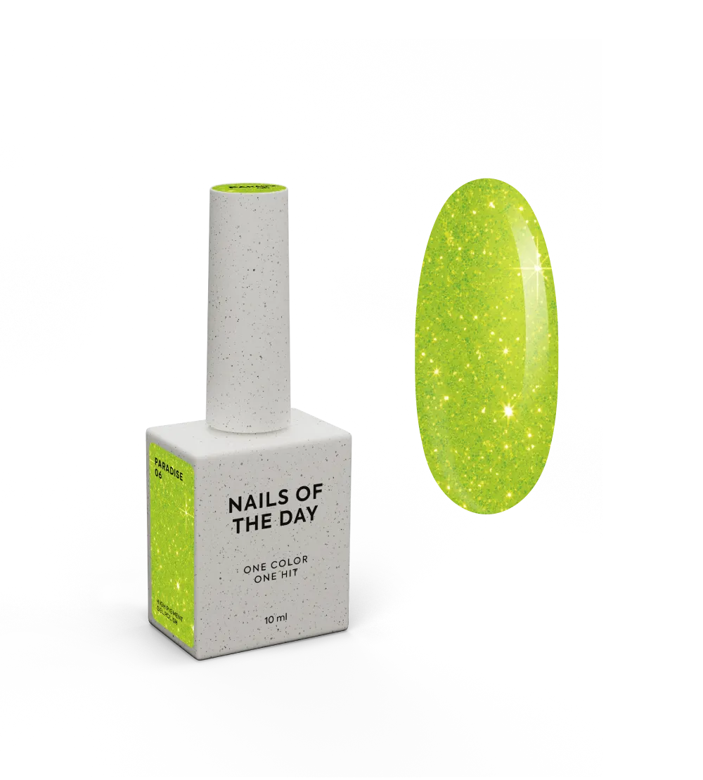 Гель-лак NAILSOFTHEDAY Let's special PARADISE №06, 10 мл - неоново-зелений