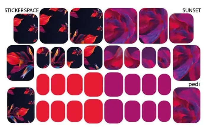 Стикеры Stickersspace на липкой основе для педикюра Sunset pedi