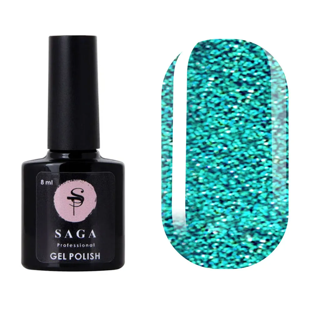 Гель-лак Saga Professional Fiery gel № 7 бірюзовий світловідбиваючий, 9 мл