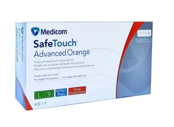 Рукавички нітрилові Medicom Orange L (жовтогарячий) щільність 5,0 г