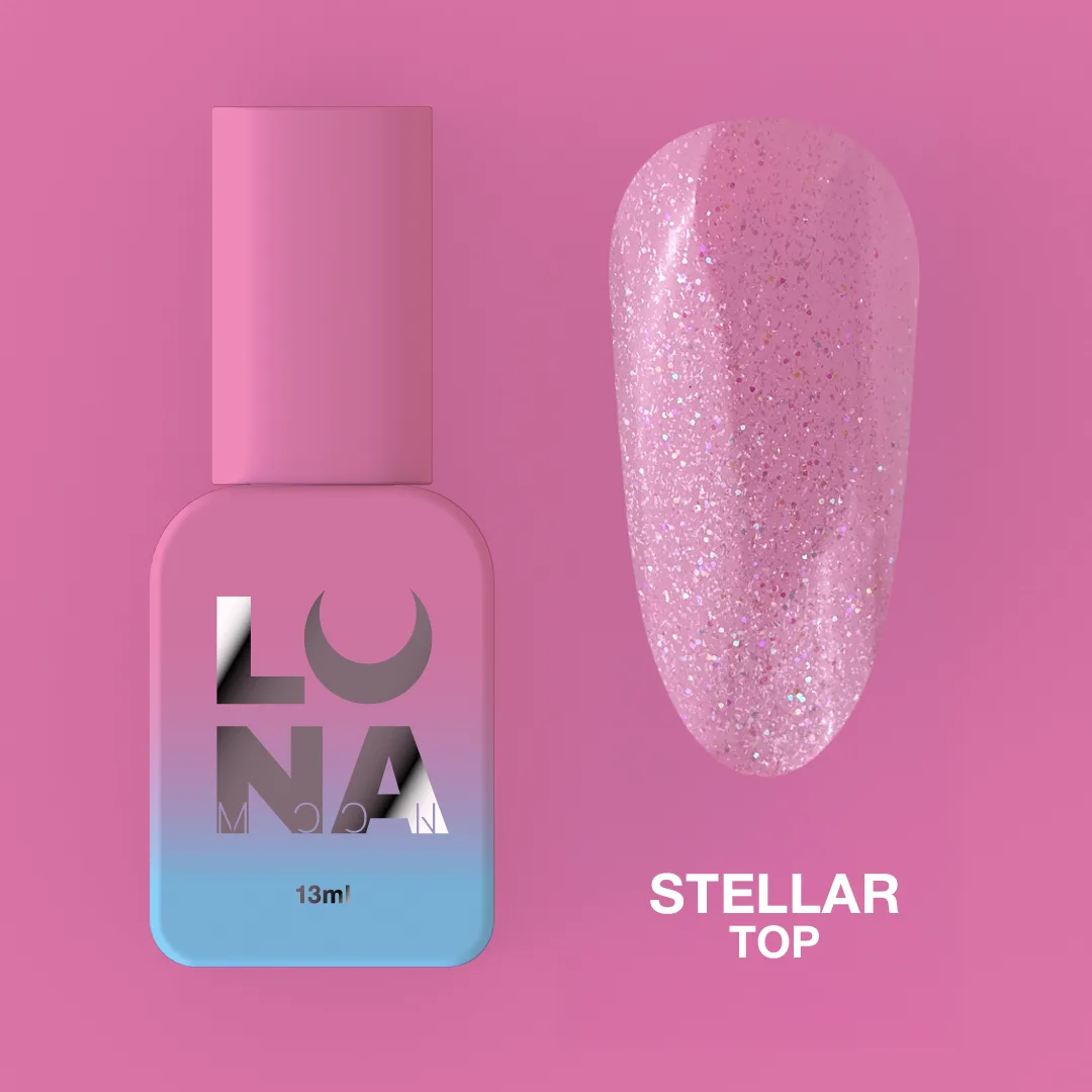 Топ для гель-лака LUNA Stellar с серебряно-голографическим шиммером, 13 мл