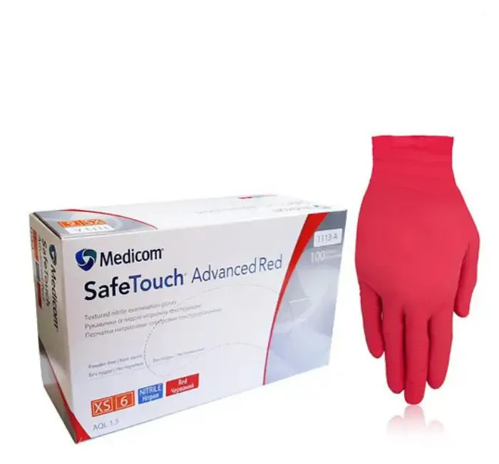 Рукавички нітрилові Medicom Red XS (червоні)