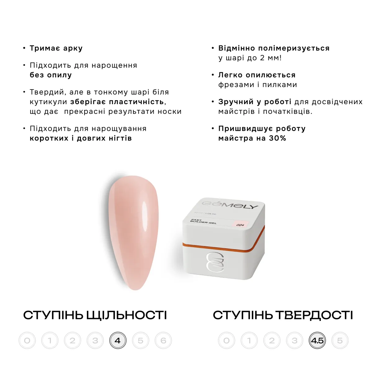 Гель GÉMELY ex GA&MA Fast Builder gel №024, 15 мл