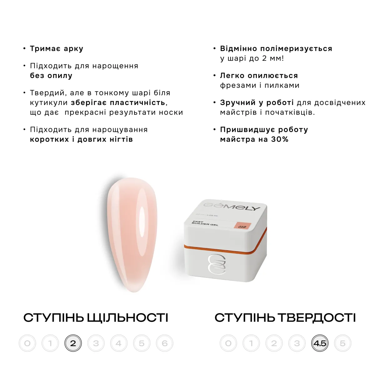 Гель GÉMELY ex GA&MA Fast Builder gel №019, 15 мл