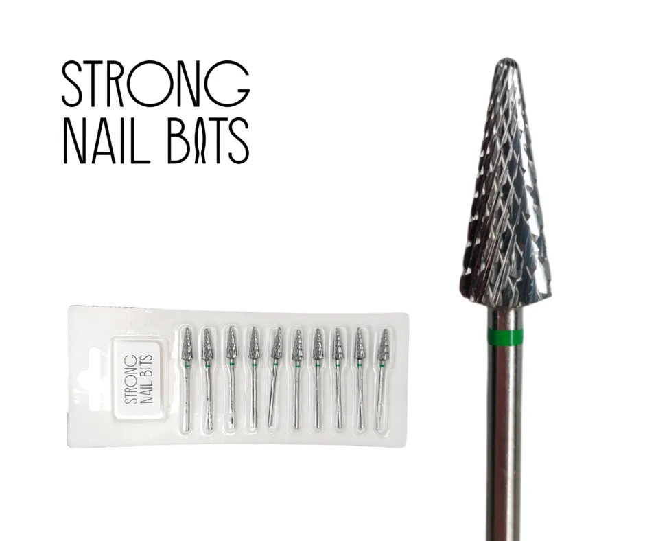 Фреза твердосплавна STRONG NAIL BITS конус зелена 0,5 см SET 10 шт