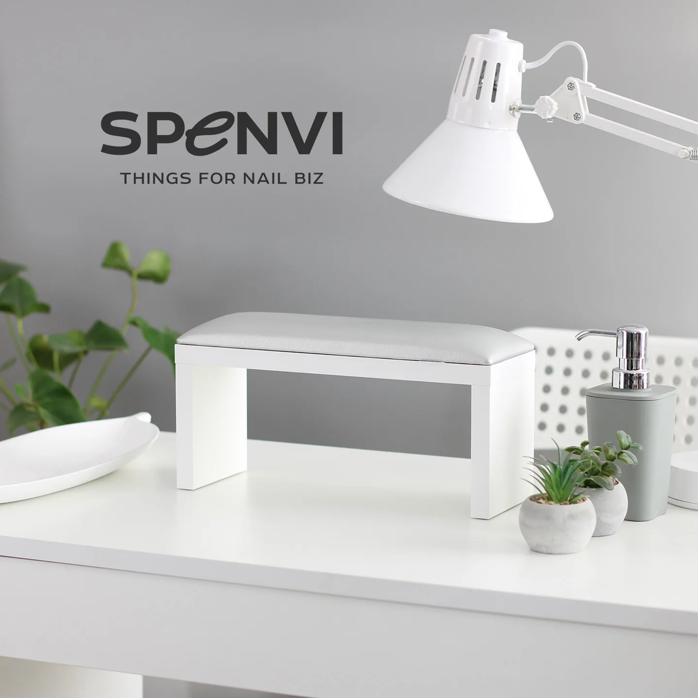 Подставка Spenvi для маникюра на деревянных белых ножках Silver