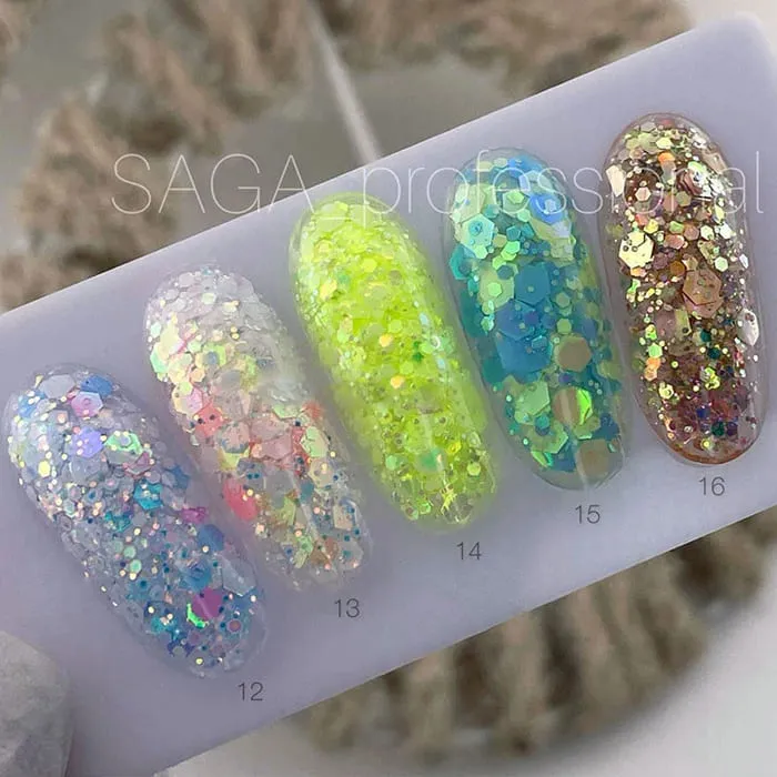 Гель Saga Professional Galaxy Glitter №16, 8 мл