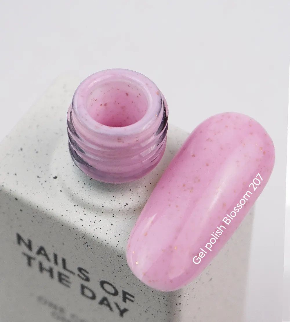 Гель-лак NAILSOFTHEDAY Let's special Blossom - 207, 10 мл ніжно-рожевий із золотою поталлю