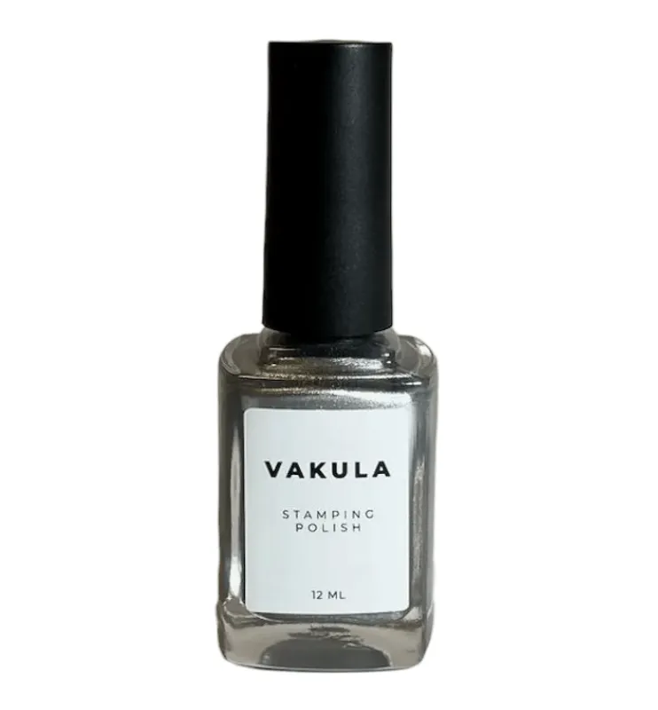 Лак для стемпинга VAKULA №3, серебро с шимером, 12 мл