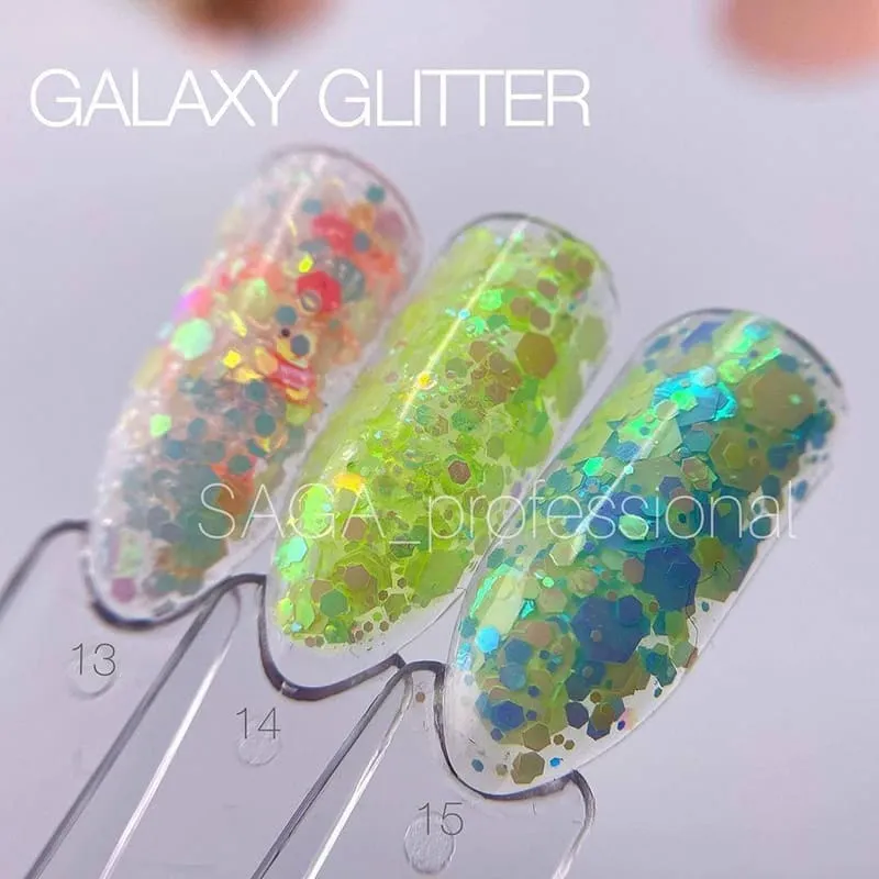 Гель Saga Professional Galaxy Glitter №14, 8 мл
