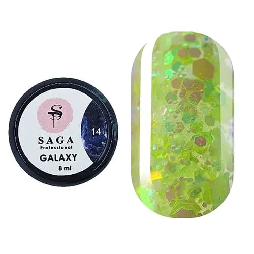 Гель Saga Professional Galaxy Glitter №14, 8 мл