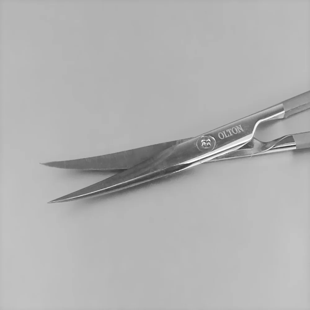 Ножницы для кутикулы Olton Easy Line 113мм (gloss) +чехол (кожа)