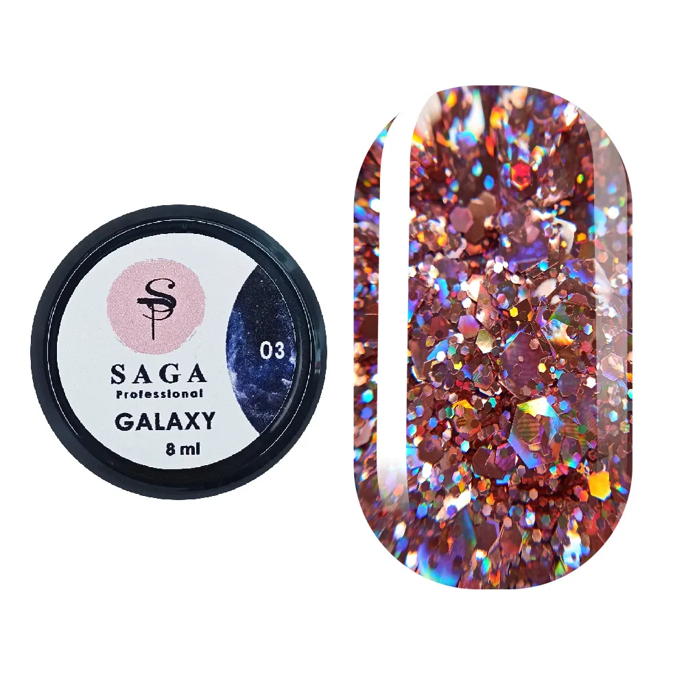 Гель Saga Professional Galaxy Glitter №3, 8 мл