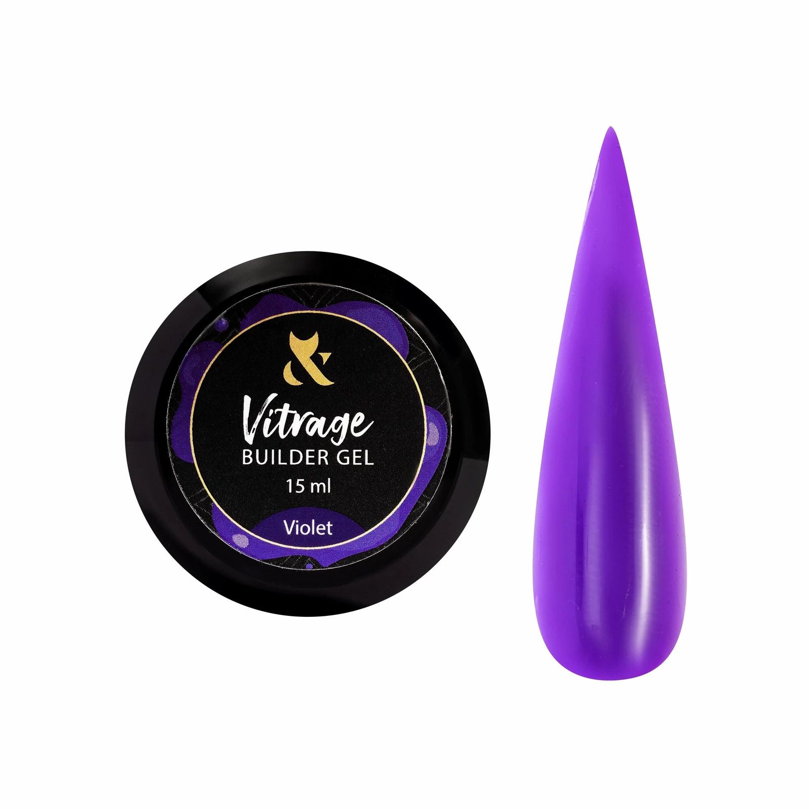 Гель вітражний F.O.X Builder gel, Violet, 15 мл