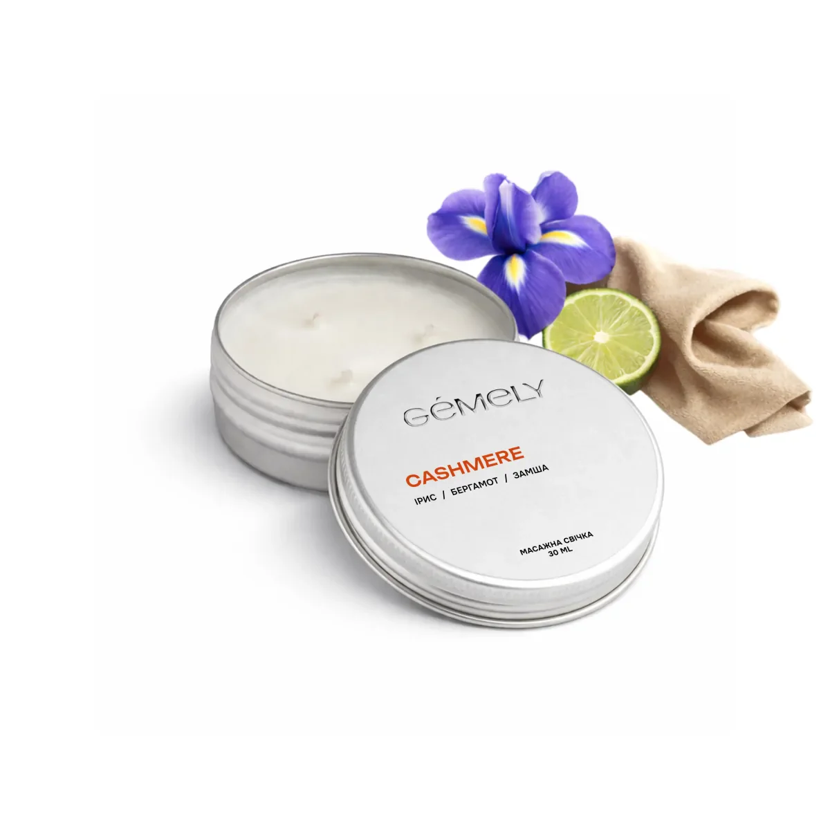 GÉMELY ex GA&MA Massage candle, Масажна свічка, Кашемір, 30 мл