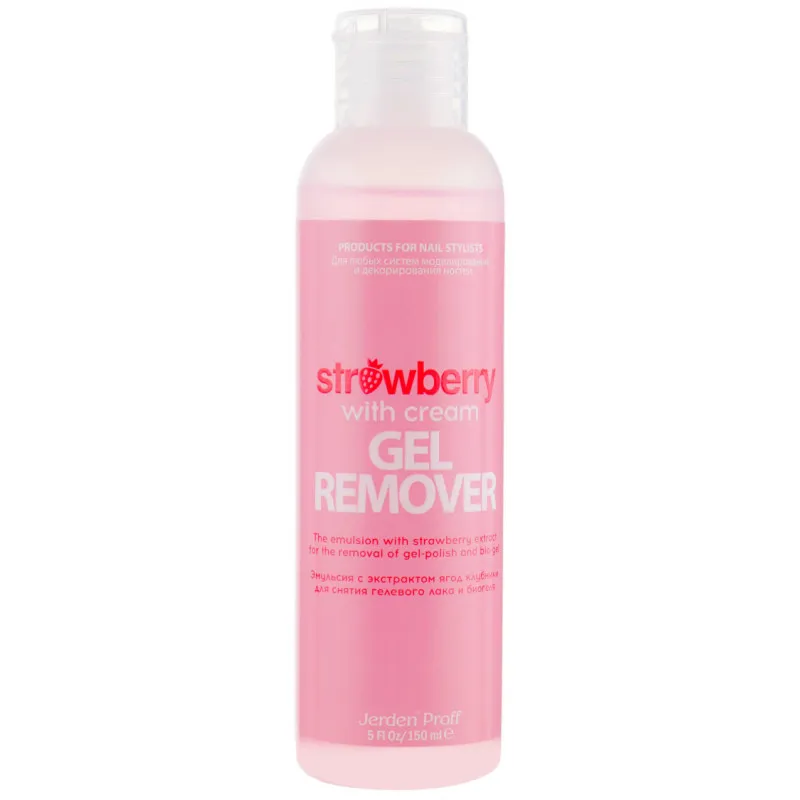 Jerden Proff Gel Remover рідина для зняття гель-лаку "Полуниця з вершками", 200 мл