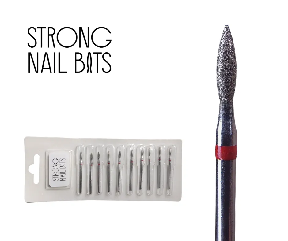 Фреза алмазна STRONG NAIL BITS полум'я червоне 0,23 мм SET 10шт