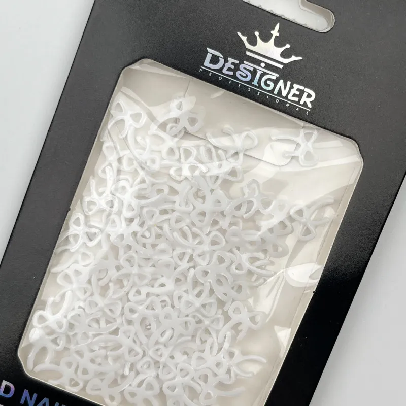 3D декор Designer для объёмного дизайна "Тонкие бантики", белые, 100 шт