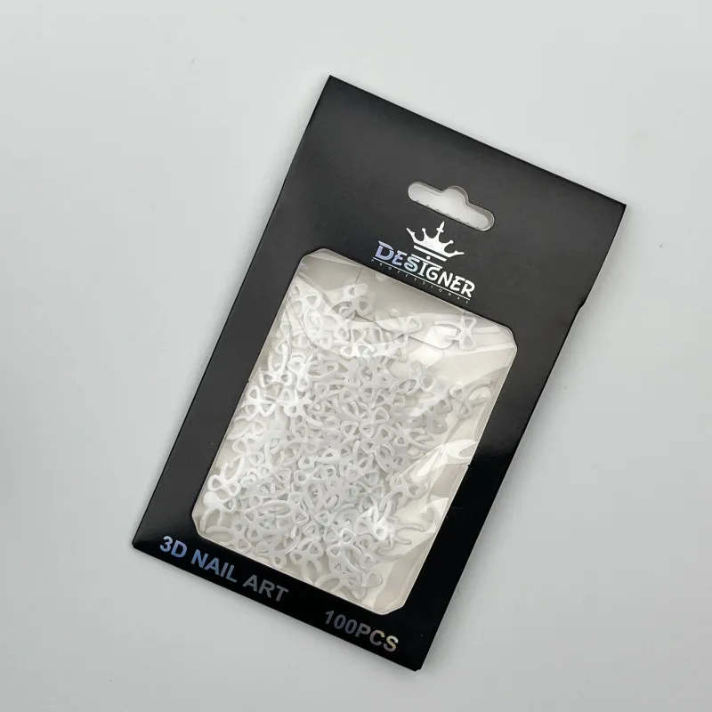 3D декор Designer для об'ємного дизайну "Тонкі бантики", білі, 100 шт.