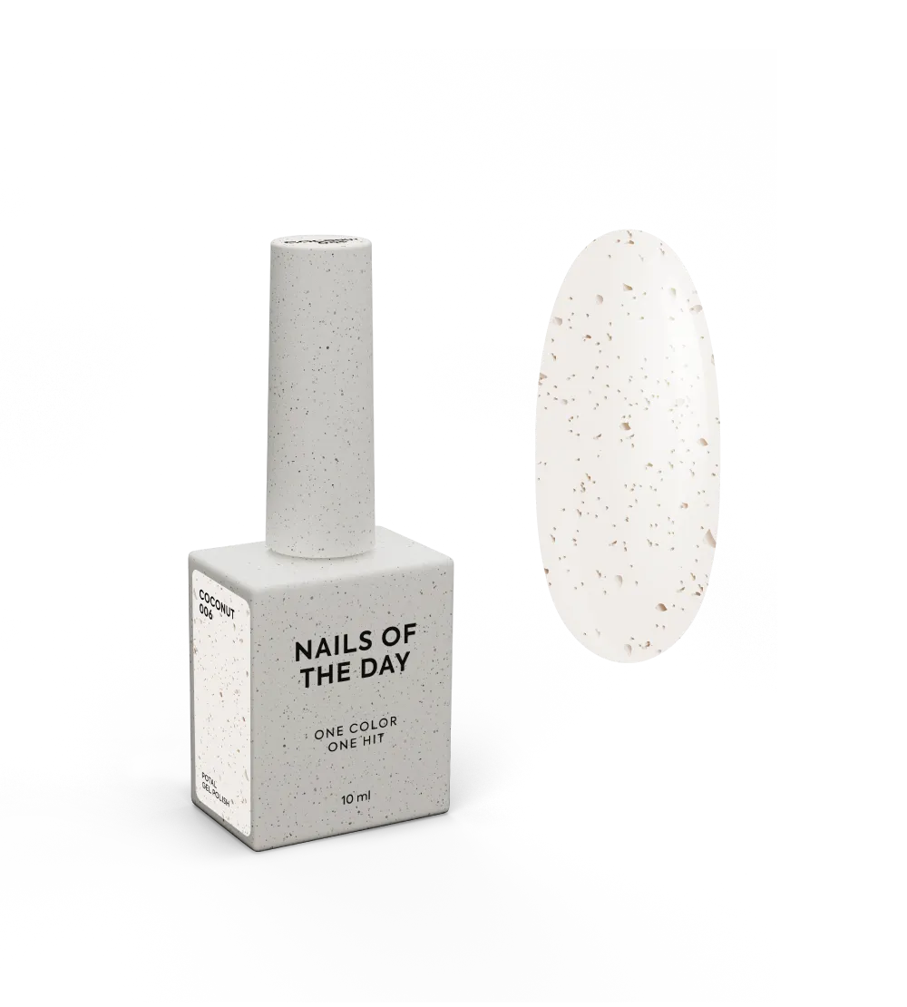 Гель-лак NAILSOFTHEDAY Let's special Coconut-006, 10 мл молочно-білий із золотою поталлю
