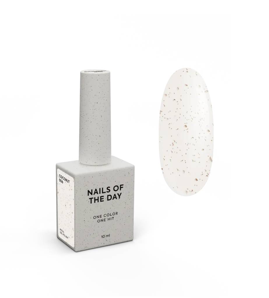 Гель-лак NAILSOFTHEDAY Let's special Coconut-006, 10 мл молочно-білий із золотою поталлю