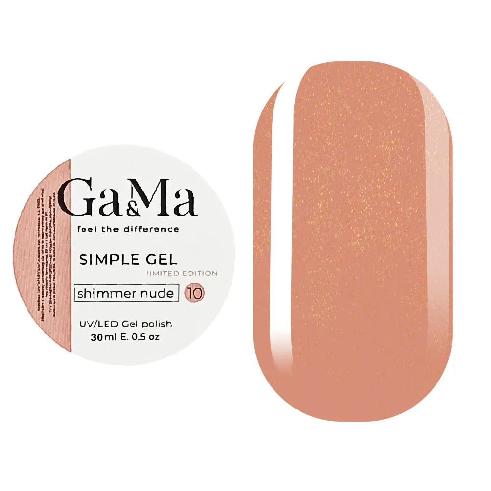 Гель GÉMELY ex GA&MA Simple gel №10 шиммер нюд, 30 мл