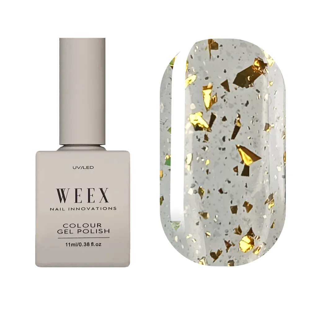 Гель-лак WEEX Gold flakes, 11 мл
