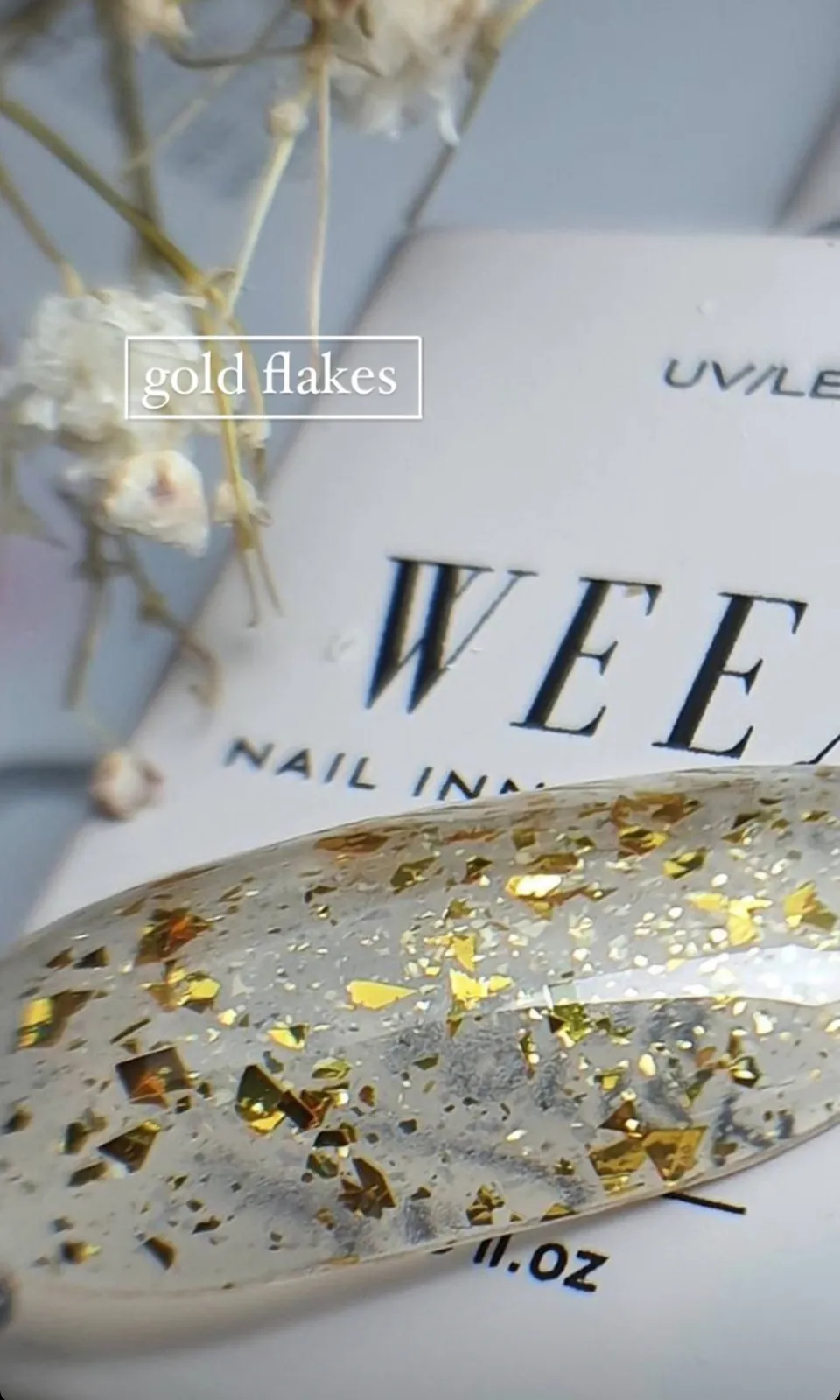 Гель-лак WEEX Gold flakes, 11 мл