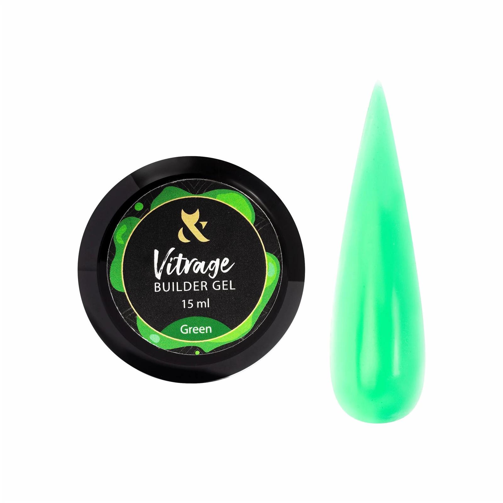 Гель вітражний F.O.X Builder gel, Green, 15 мл