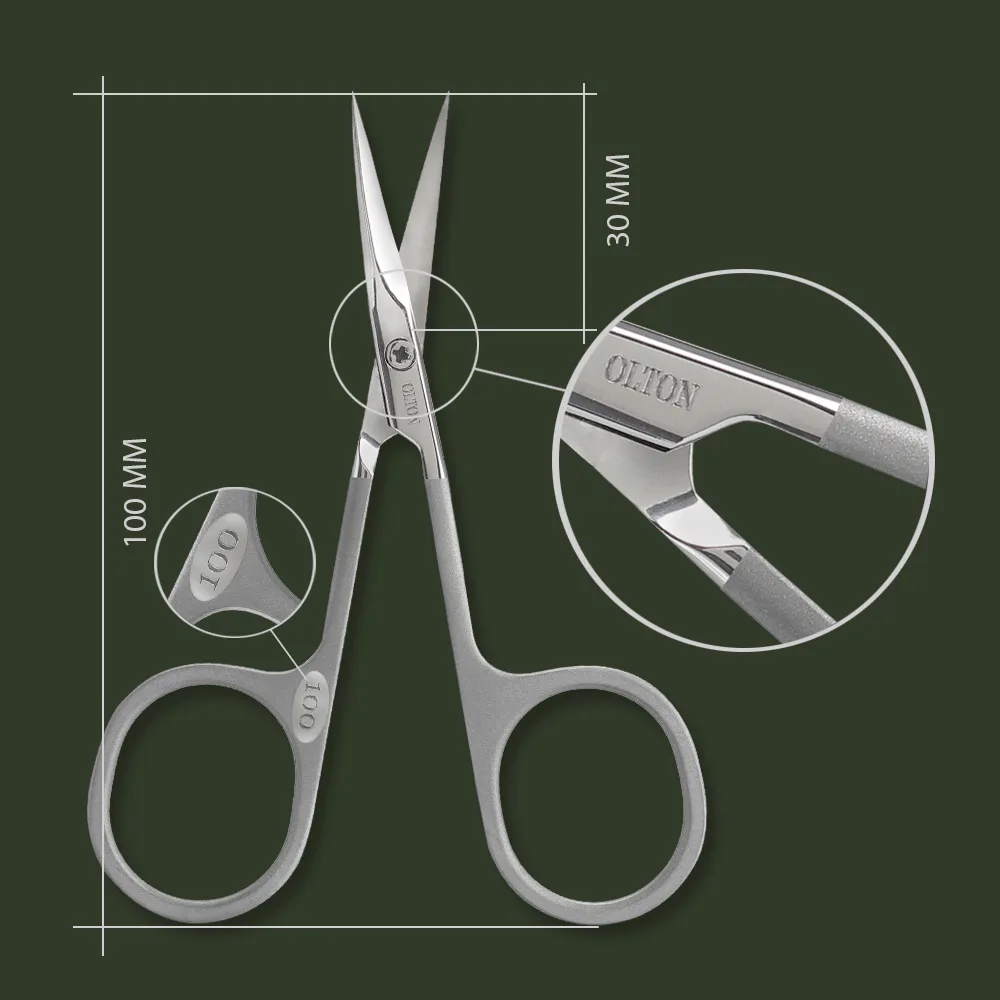 Ножницы для кутикулы Olton Easy Line 100мм (matte) +чехол (кожа)