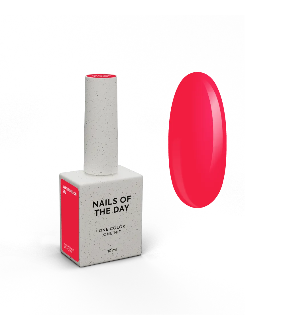 гель-лак NAILSOFTHEDAY Watermelon-215  — насичений коралово-червоний, 10 мл