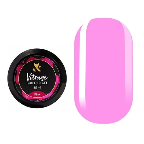 Гель витражный F.O.X Builder gel, Pink, 15 мл