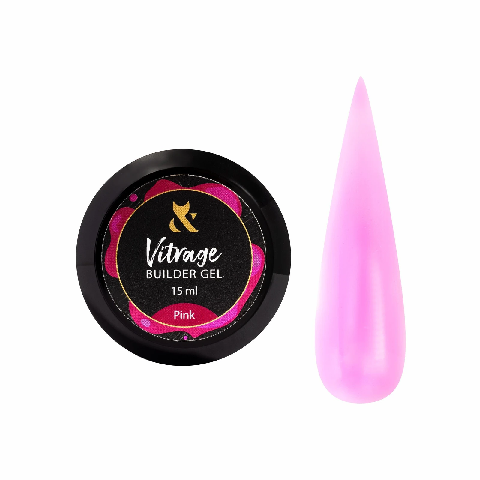 Гель вітражний F.O.X Builder gel, Pink, 15 мл